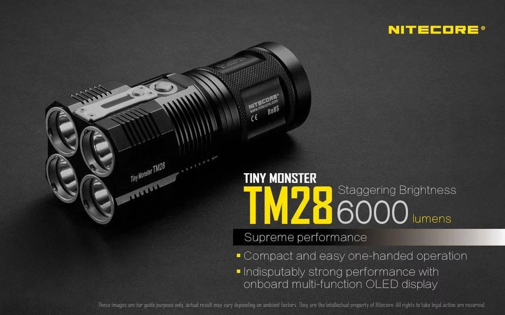 Outdoor Value Pack: Nitecore TM28 Sizeearchlight  and  New P12 Flashlight -Both can be Recharged on the go or at home