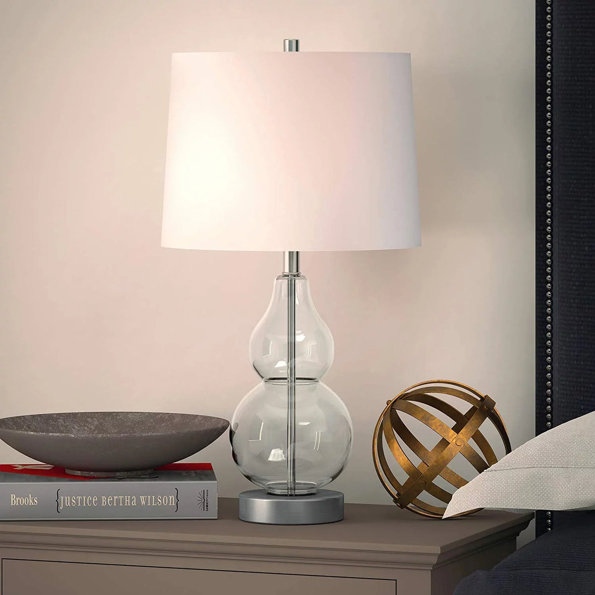 Evelyn&Zoe 21" Table Lamp with Ivory Drum Linen Sizehade