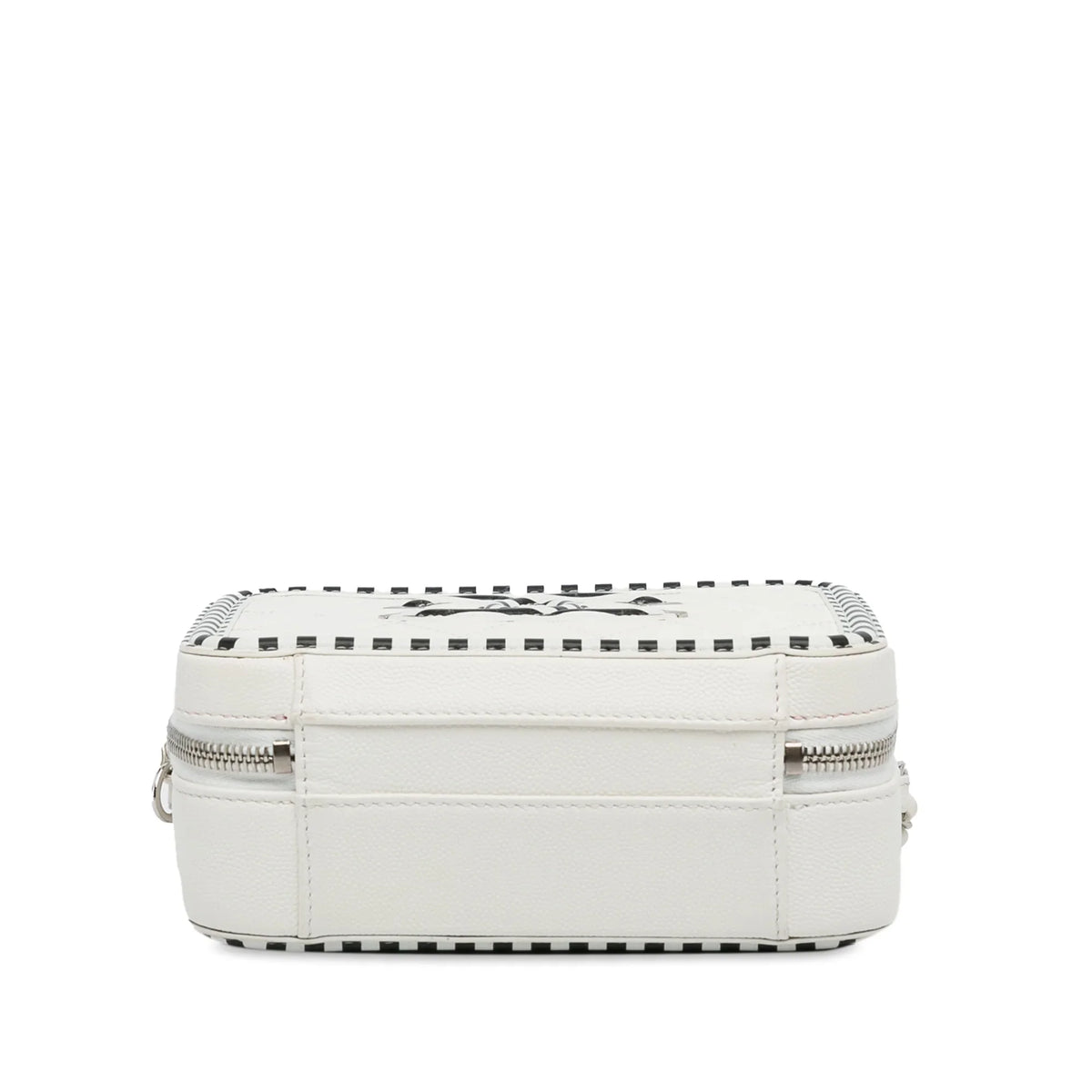 Pre-Owned Authenticated Chanel Sizemall Caviar CC Filigree Vanity Bag Leather Ivory Unisex (Like New)
