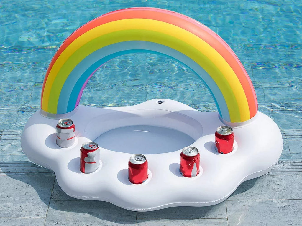 Inflatable Rainbow Cloud Drink Holder Floating Beverage Water Fun Decorations