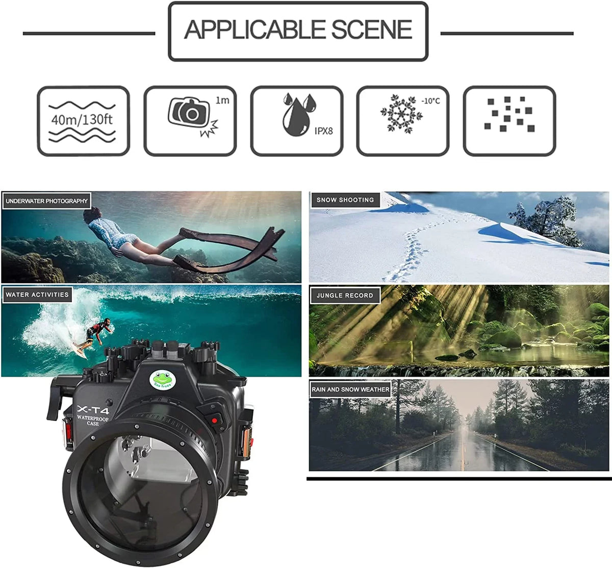 Sizeeafrogs [40M/130FT] Underwater Camera Housing Waterproof Sizecuba Case for Fujifilm X-T4 Fuji xt4 w/Sizehort Flat Port