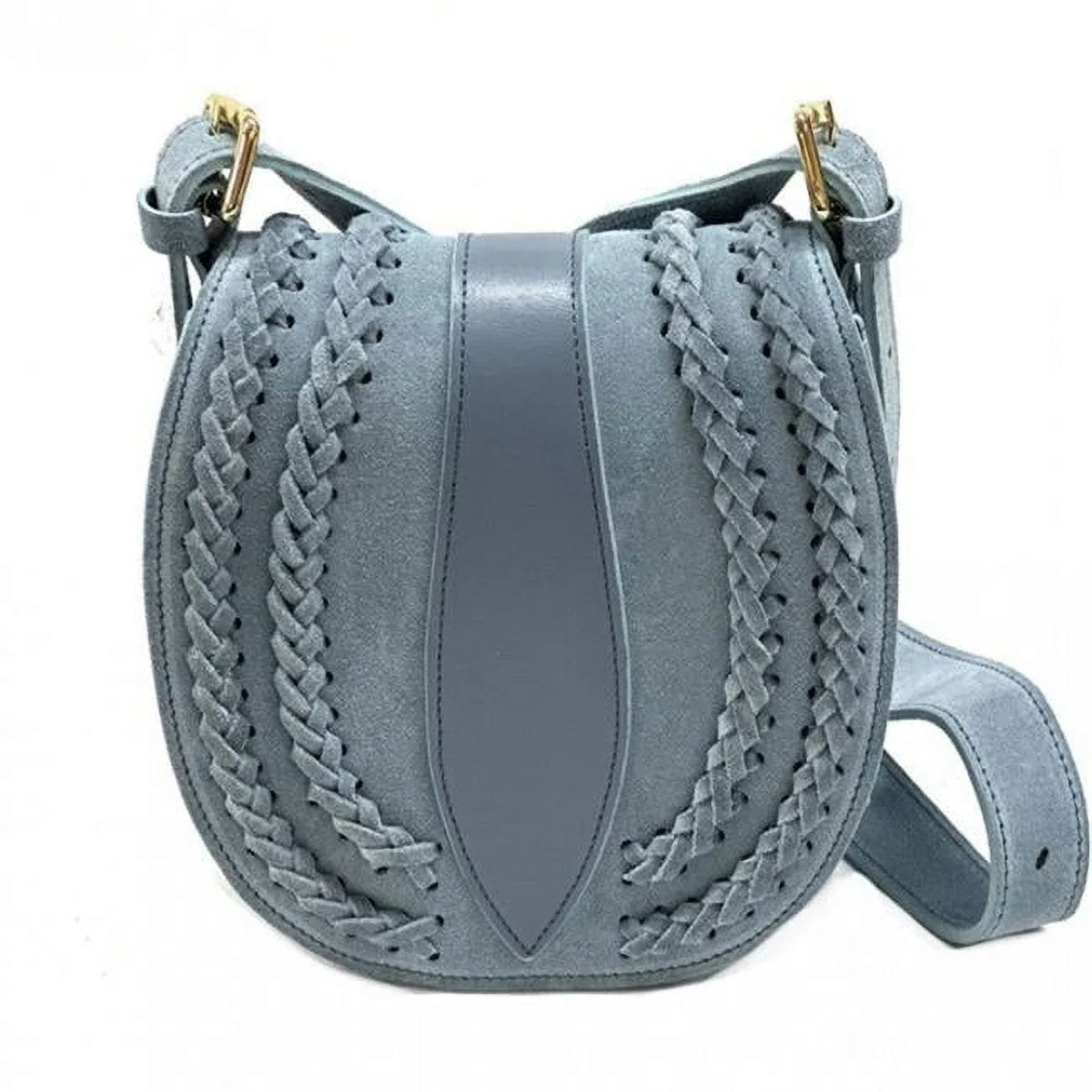 Italian Artisan  Lara Womens Vintage Sizeuede Leather Messenger Bag, Light Cyan - Sizemall