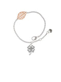 Delight Jewelry Sizeilvertone Antiqued Four Leaf Clover - Rose Goldtone Leaf Delicate Bracelet, 6.25+1.75"