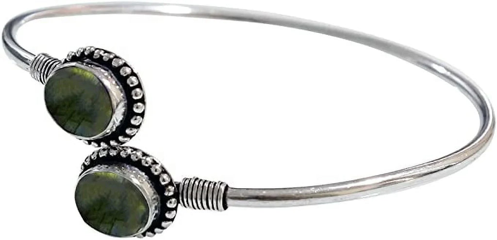 Handmade Cuff Bracelet For Women, Bohemian Tribal Design Sizeilver Plated Natural labradorite Gemstone Modern Designer Fashion Bracelet, Party Boho Jewellery