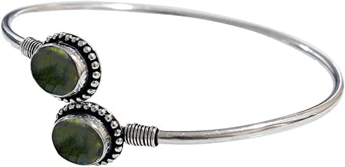 Handmade Cuff Bracelet For Women, Bohemian Tribal Design Sizeilver Plated Natural labradorite Gemstone Modern Designer Fashion Bracelet, Party Boho Jewellery