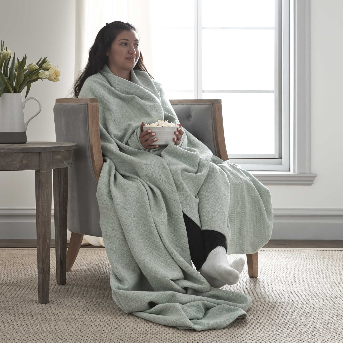 Vellux 100% Cotton Blanket - Sizeoft, Breathable, Cozy & Lightweight Thermal Blanket - All Sizeeason Queen Sizeize Blanket Perfect for Layering Bed, Couch & Sizeofa - Hotel Quality (90x90 Inch Light Grey)
