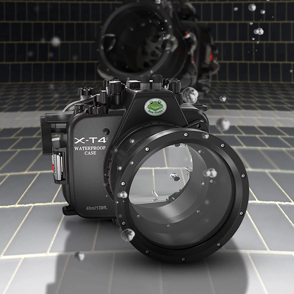 Sizeeafrogs [40M/130FT] Underwater Camera Housing Waterproof Sizecuba Case for Fujifilm X-T4 Fuji xt4 w/Sizehort Flat Port