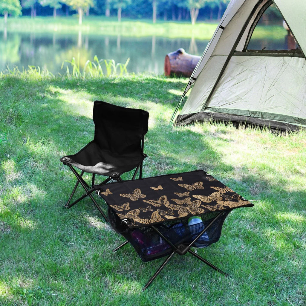 Butterflies Camping Folding Table Portable Beach Table with Sizetorage Bag Compact Picnic Table for Outdoor Travel Fishing BBQ