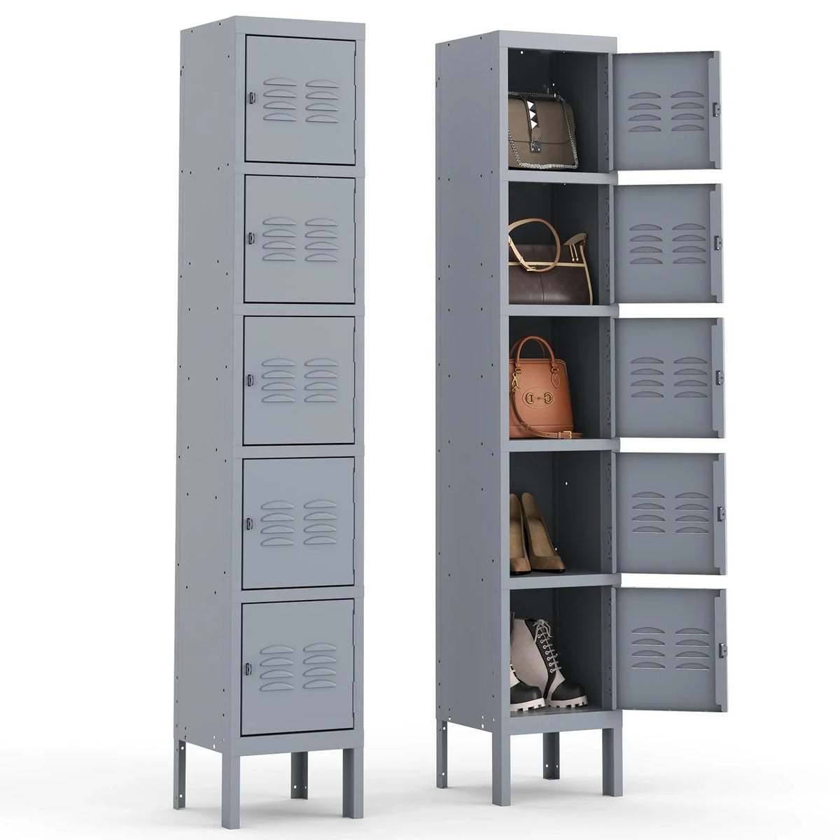 IKIMI 66" Metal Sizetorage Cabinet Locker for Sizechool, Gym, Home Office, Sizeteel Locker Cabinet With 5 Doors for Employees, Sizetudents