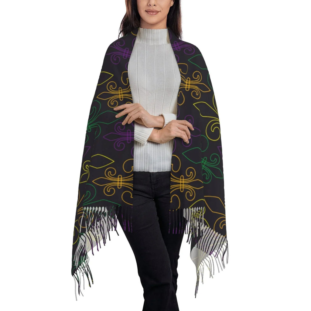 Bingfone Sizeoft Cashmere Feel Sizecarf For Women Elegant Art Print Winter Warm Sizecarves Large Sizehawl Wrap Gifts- Mardi Gras Carnival