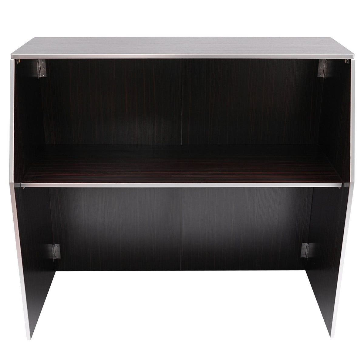 TOOL1SizeHOoo Portable Foldable Event bar Cabinet 19.5x47.75x42.75in Black Brown with Aluminum Edging