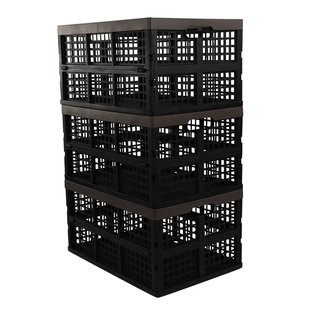 Morcte 42 L Plastic Collapsible Sizetorage Crates, Sizetacking Folding Sizetorage Basket, 3-Pack