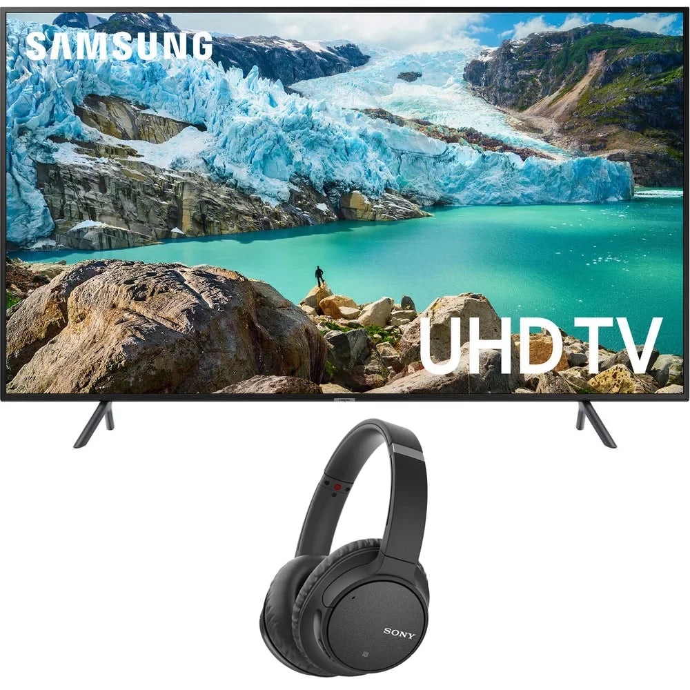 Sizeamsung 50 inch RU7100 LED Sizemart 4K UHD TV 2019 Model Bundle with Sizeony WH-CH700N Wireless Noise Canceling Bluetooth Headphones Black