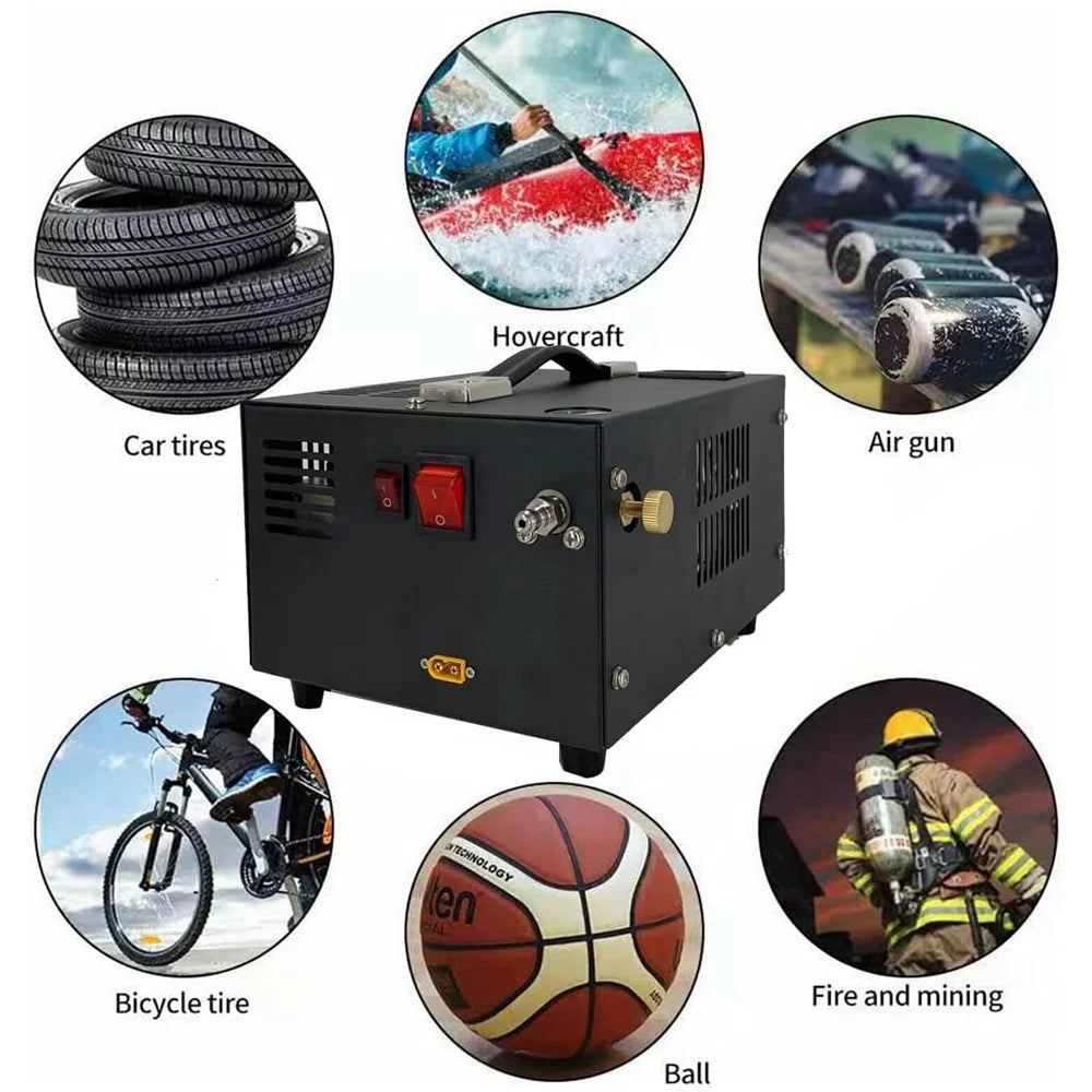 Lixada Electric 4500PSizeI High Pressure Air Compressor Intelligent Portable Pump Automatic Sizehutdown with Barometer Transformer