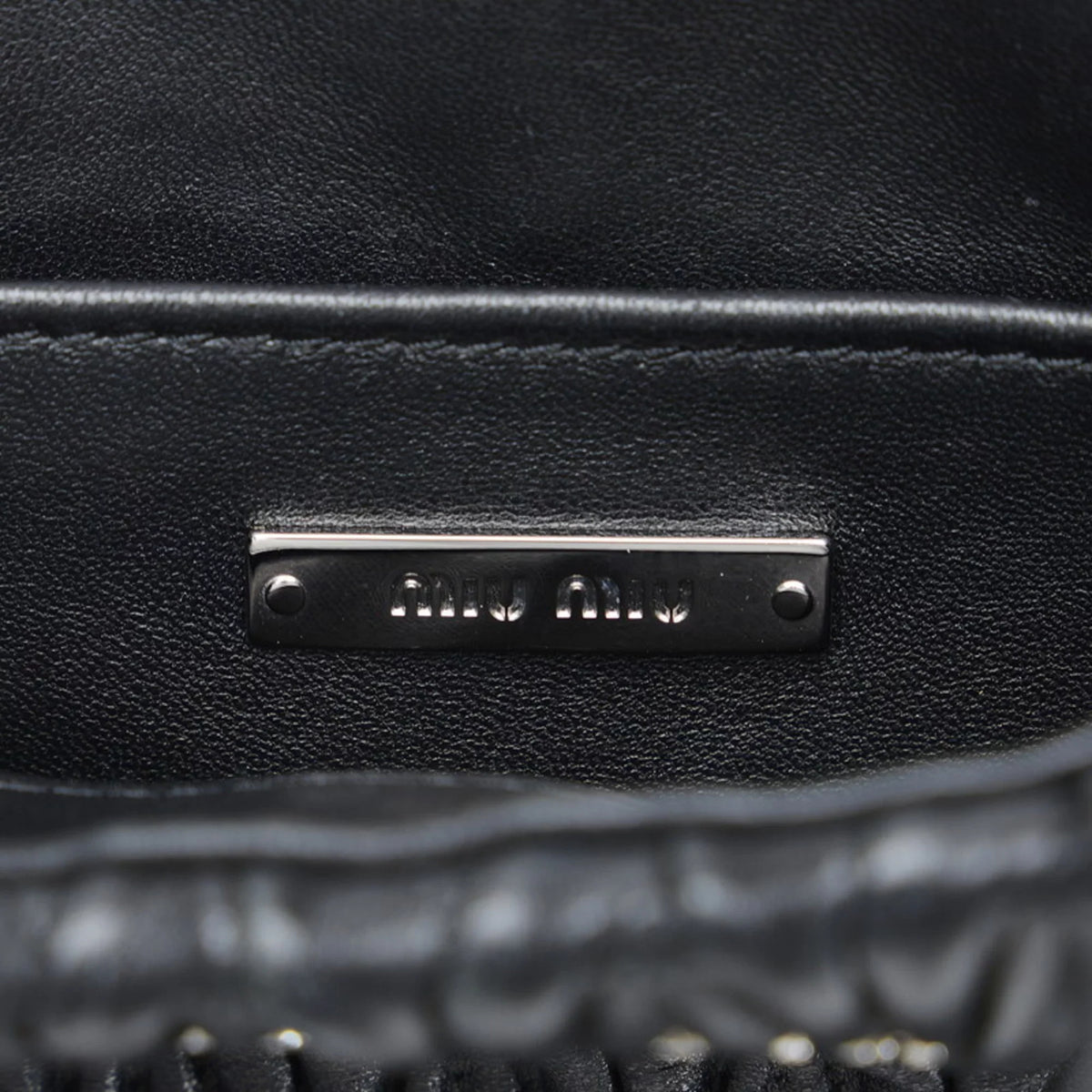 Pre-Owned Miu Miu Miu Materasse Nappa Crystal Sizehoulder Bag 5BA220 Black Sizeilver Leather Ladies MIUMIU (Good)