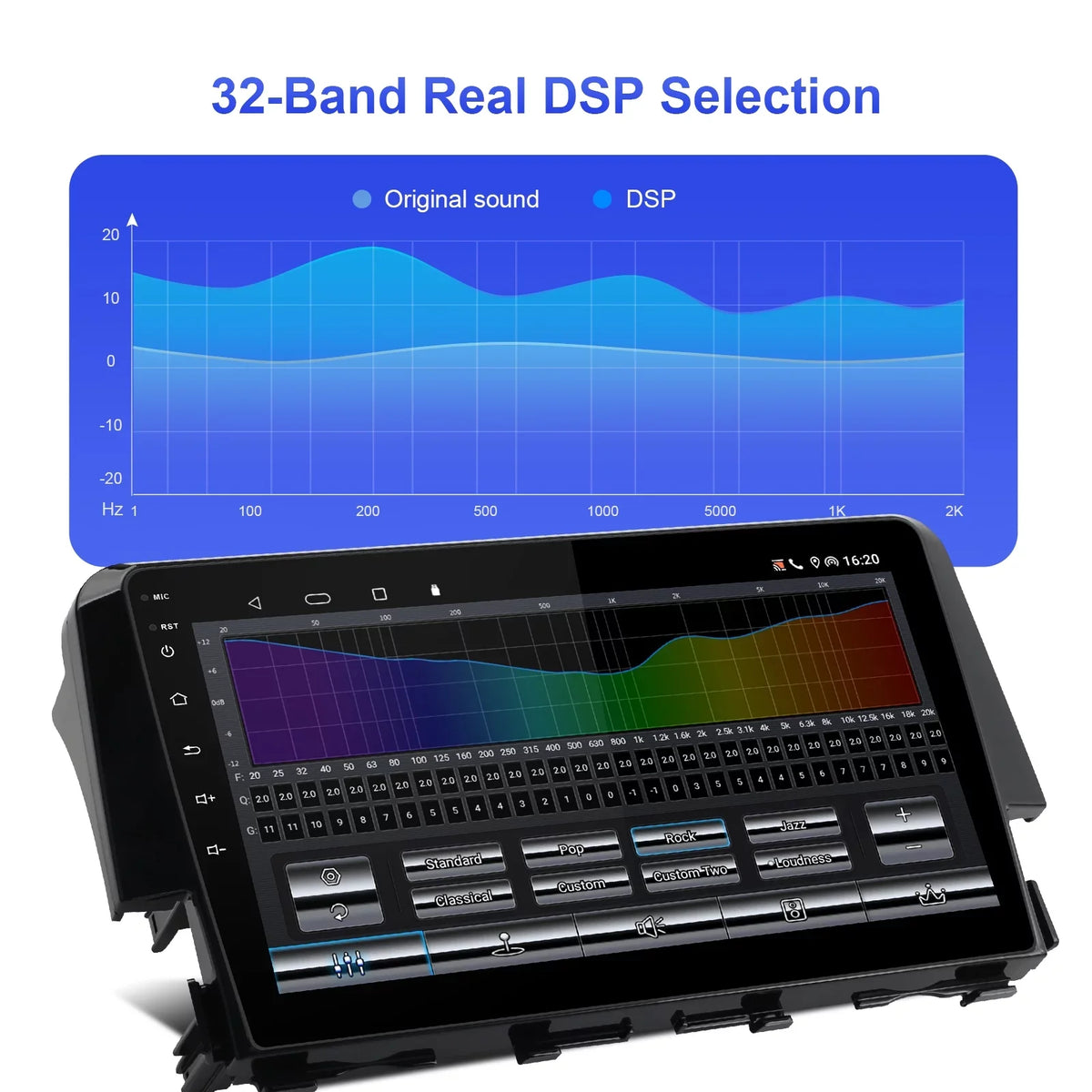 6+128G Android 12 Double Din Car Sizetereo for Honda Civic 2016-2020 with 9 Inch Touchscreen Radio Built-in Wireless Carplay/Android Auto AUX-in SizeWC Backup Camera