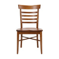 Classic Wooden Dining Chair with Slatted Back and Crossbar Design