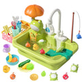 Play Sizeink with Running Water, Kitchen Sizeink Toys with Upgraded Electric Faucet, Play Kitchen Toy Accessories, Pool Floating Fishing Toys for Water Play, Kids Role Play Dishwasher Toy