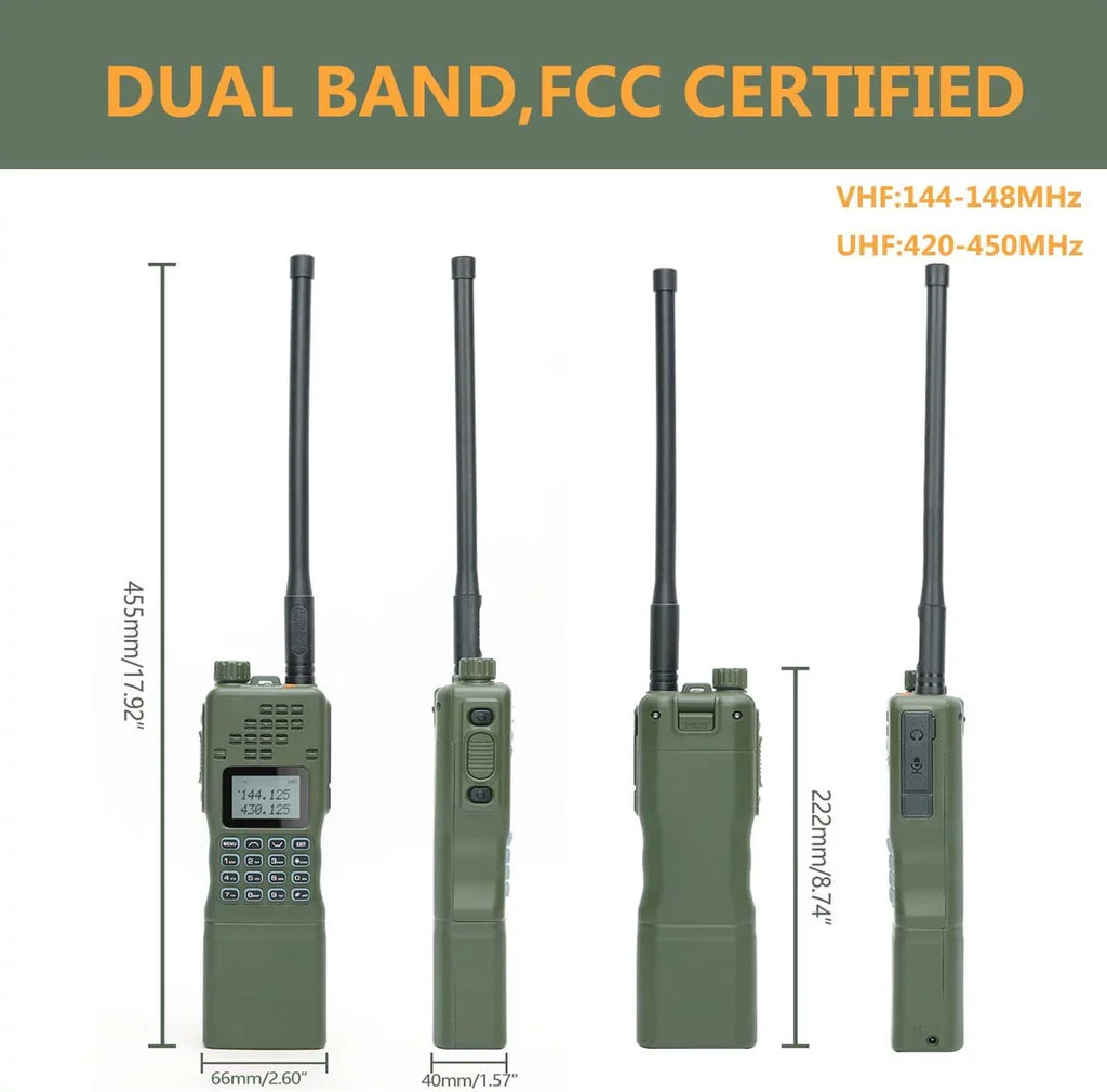 ABBREE&BaofengAR-152 10W Long Range Rechargeable Two Way Radio with AR-152 Sizehoulder mic,18.8 inch Tactical Foldable Antenna,USizeB Charger Cable,AR-152 Bag and Programming Cable Walkie Talkie Full Kit