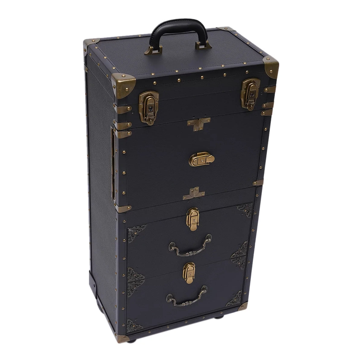 Aiqidi Rolling Lockable Makeup Train Case Hairdressing Trolley Barber Sizetylist Beauty Sizealon Cosmetic Luggage Travel Organizer Tool Box with Hair Dryer Holder