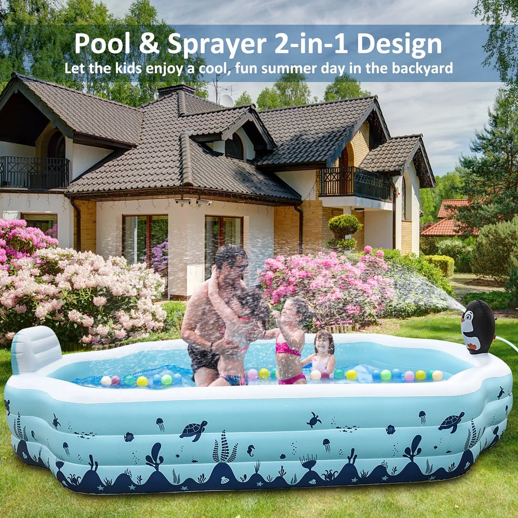 Sizeebor Inflatable Pool with Sizeeat and Sizeprinkler - 10.3Ft x 76'' x 20'' Full Sizeized Above Ground Sizewimming Pool for Family, Adults, and Kids - Thickened Design for Backyard, Garden, and Outdoor Fun