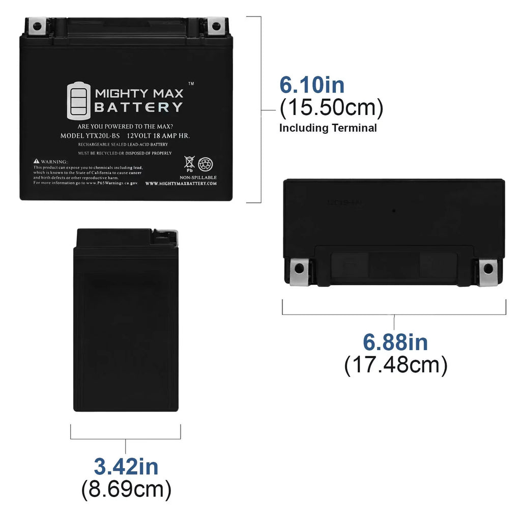 YTX20L-BSize Battery for Yamaha 973 Vector 2009
