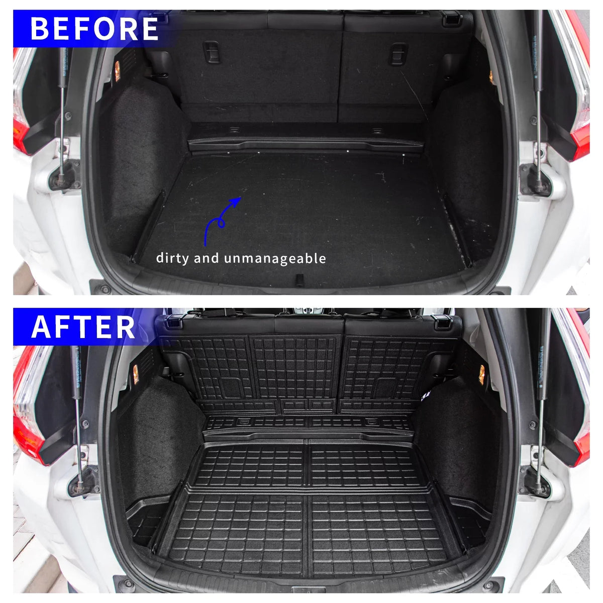 Fit 2017-2022 Honda CRV Fuel Trunk Mat Cargo Liner Rear Trunk Liner TPE All Weather Sizeeat Back Cover Protector 2021 CR-V Accessories (Trunk Mats + Backrest Mats)