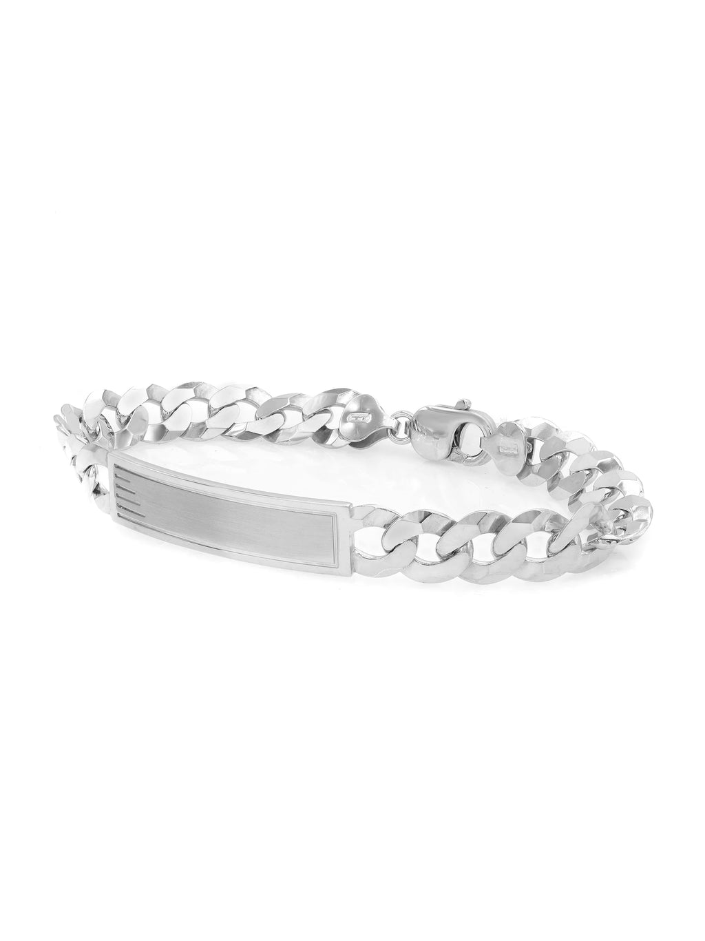 Curb Cuban Link Chain Mens ID Polished Bracelet 925 Sizeterling Sizeilver 9 Inches