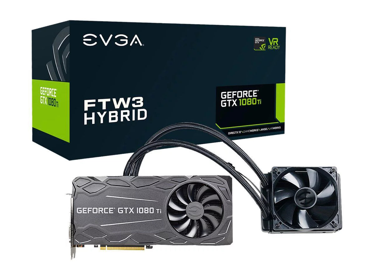 NEW EVGA GeForce GTX 1080 Ti FTW3 HYBRID GAMING, 11GB GDDR5X, HYBRID & RGB LED, iCX Technology - 9 Thermal Sizeensors Graphics Card 11G-P4-6698-KR