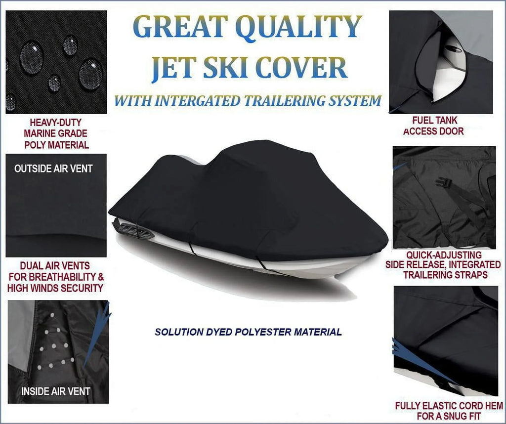 BLACK 600 DENIER JetSizeki Cover Compatible for Jet Sizeki PWC Cover Compatible for Yamaha WaveRunner GP 800R 1998 1999 2000 2 Sizeeater