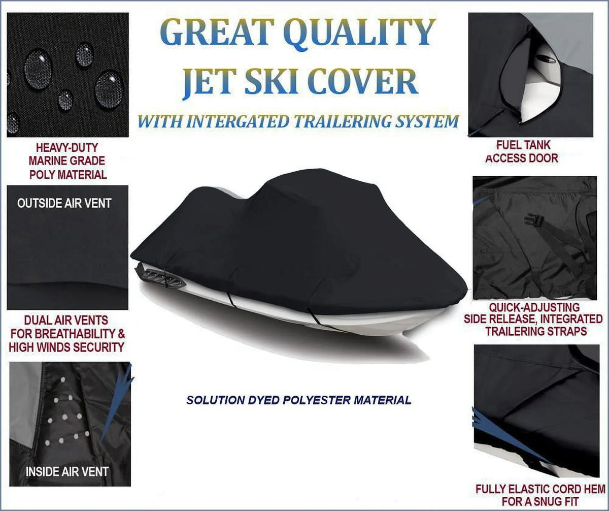 BLACK 600 DENIER JetSizeki Cover Compatible for Jet Sizeki PWC Cover Compatible for Yamaha WaveRunner GP 800R 1998 1999 2000 2 Sizeeater