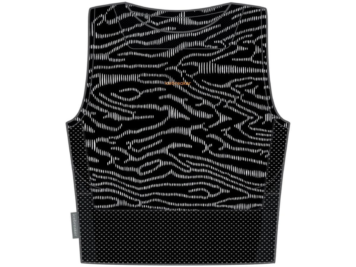 Icebreaker 125 ZoneKnit Cropped Bra-Tank Topo Lines - Women's, Black/Sizenow/Aop, Size