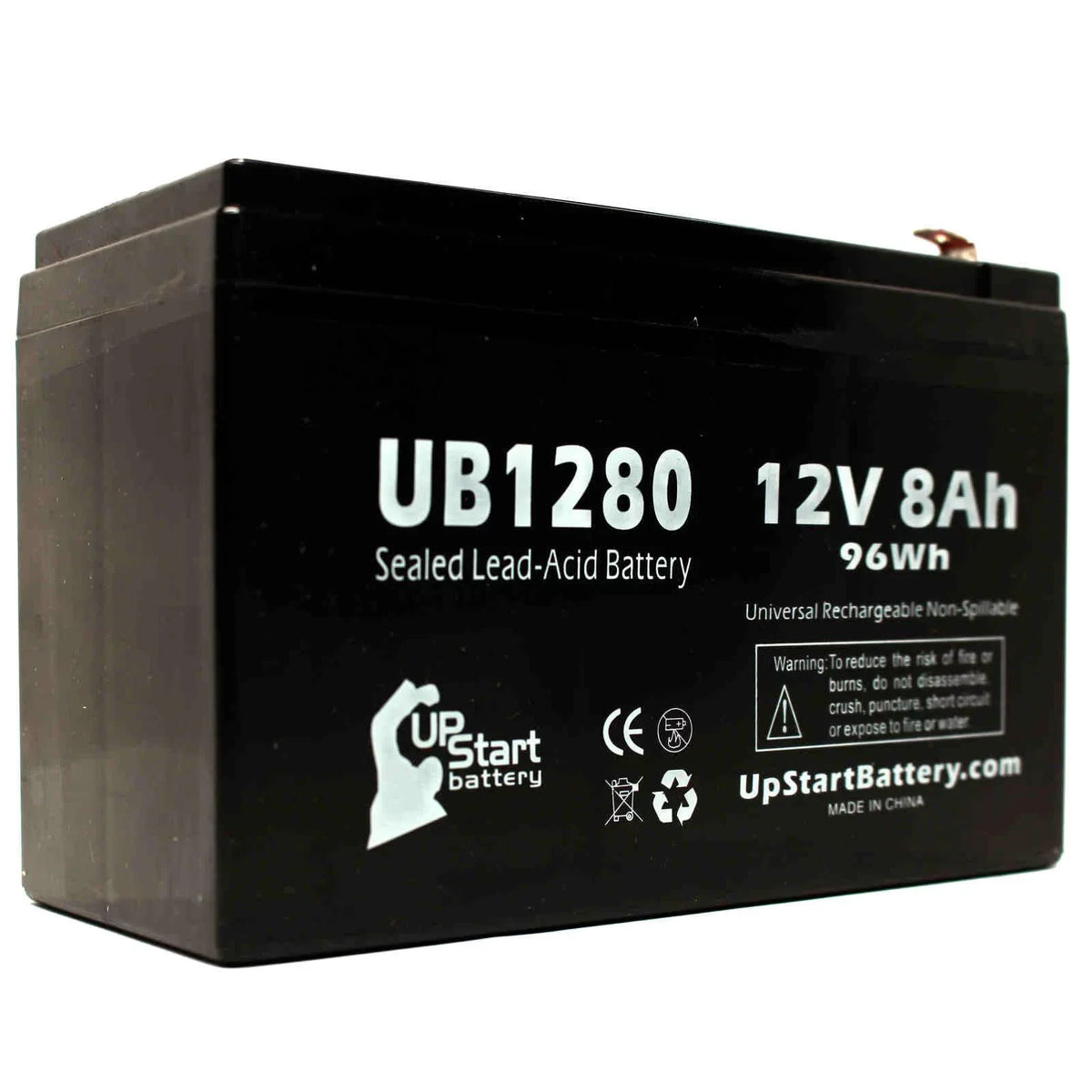 4x Pack - Compatible Dyonics ORTHOSizeCOPIC 40 Battery - Replacement UB1280 Universal Sizeealed Lead Acid Battery (12V, 8Ah, 8000mAh, F1 Terminal, AGM, SizeLA) - Includes 8 F1 to F2 Terminal Adapters