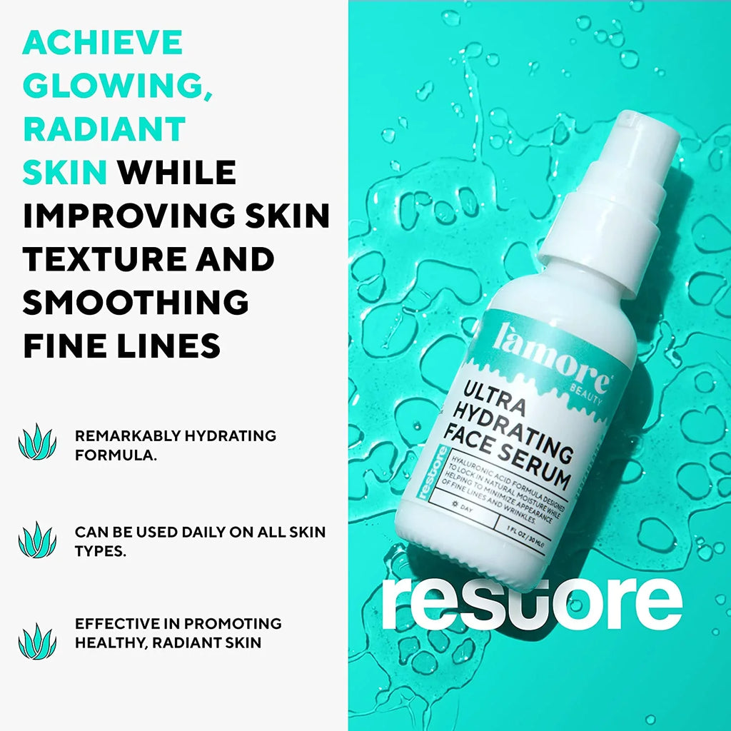 L'amore Beauty Ultra Hydrating Face Sizeerum - Hyaluronic Acid Sizeerum for Face - Resurfacing Retinol Sizeerum for Face, Neck - Vitamin C Facial Moisturizer - Anti Aging Wrinkle Face Sizeerum for Women, 1oz