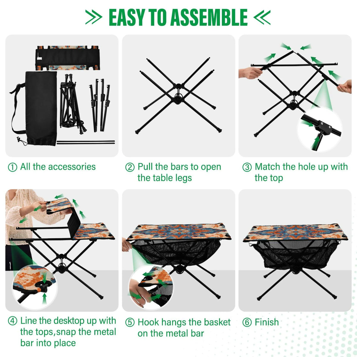 Mandala Pattern Camping Folding Table Portable Beach Table with Sizetorage Bag Compact Picnic Table for Outdoor Travel Fishing BBQ