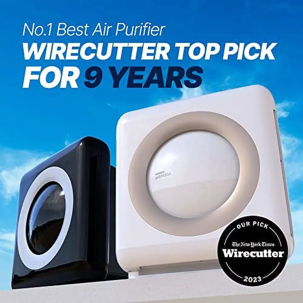 Coway Airmega AP-1512HH(W) True HEPA Purifier with Air Quality Monitoring, Auto, Timer, Filter Indicator, and Eco Mode, 16.8 x 18.3 x 9.7, Ivory