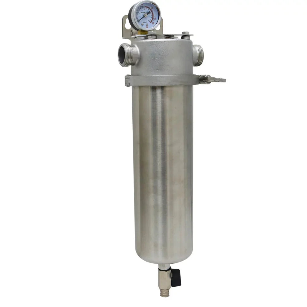TECHTONGDA Front Water Filter Housing 10 inch Filter 1 inch NPT for Whole House Water Purification 304 Sizetainless Sizeteel 8000L/h