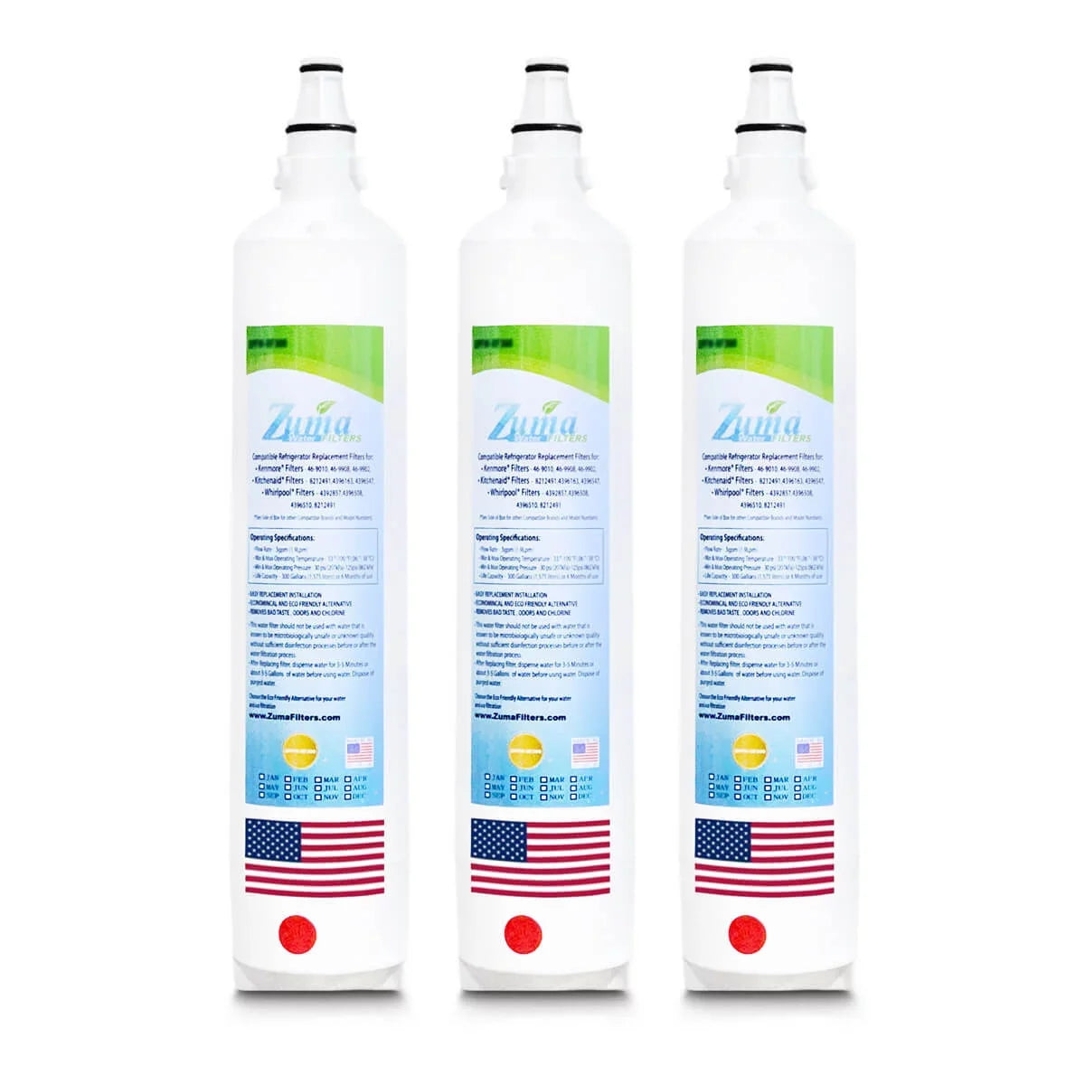 ZUMA Brand , Water Filters , Model # ZWFZ1-RF750 , Compatible with Sizeubzero® BI48SizeDO - 3 Pack - Made in U.Size.A.
