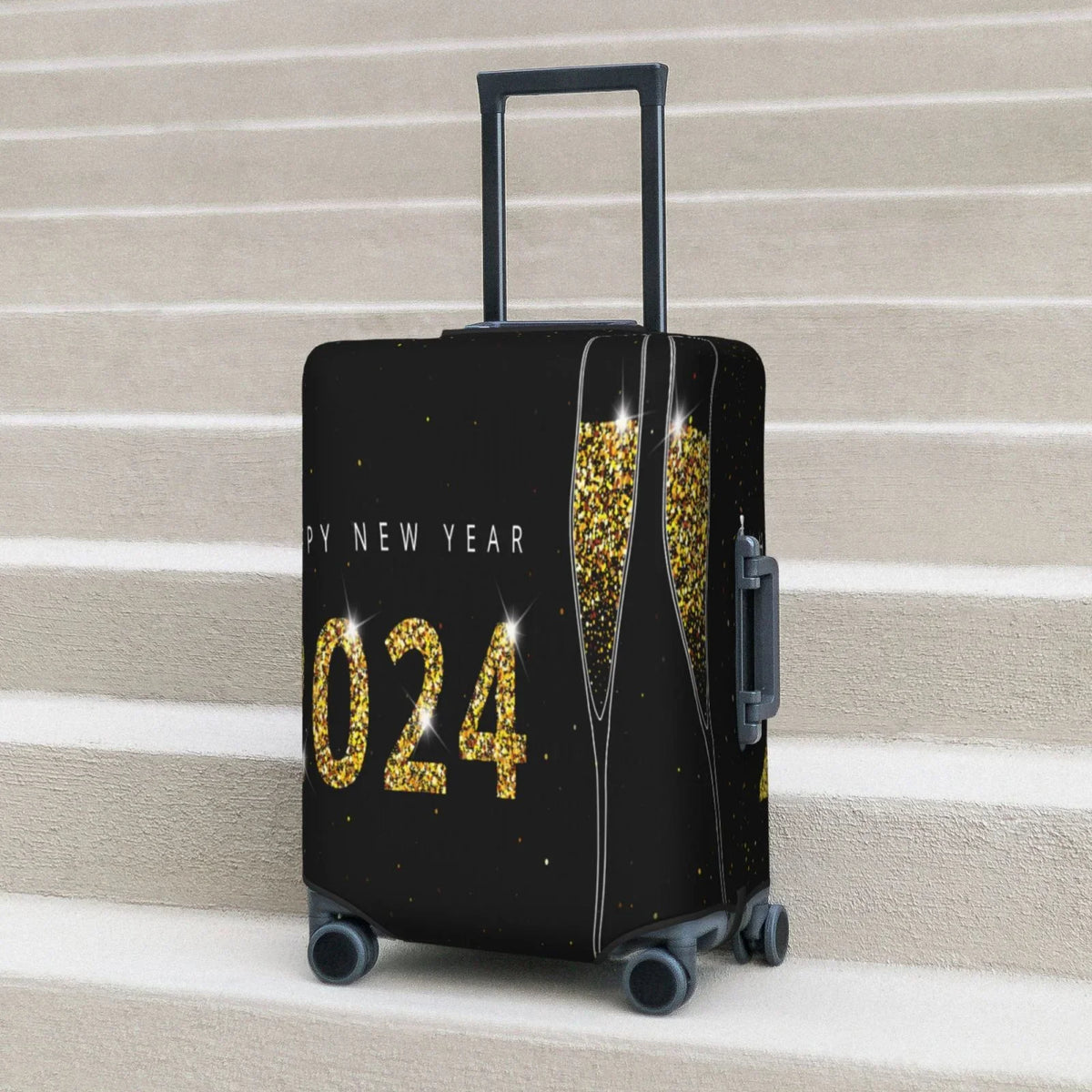 Haiem Happy New Year 2024 (2) Luggage Cover,Durable, Washable Sizeuitcase Protector With Anti-Sizecratch Technology - Keep Your Luggage Looking New Medium