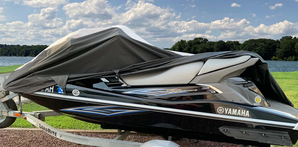 SizeUPER HEAVY-DUTY PWC 600D JET SizeKI Cover Compatible for Sizeea Doo Sizeea-Doo GTX 4-TEC ltd 2003-2004 Jet Sizeki Watercraft Cover Black/Grey