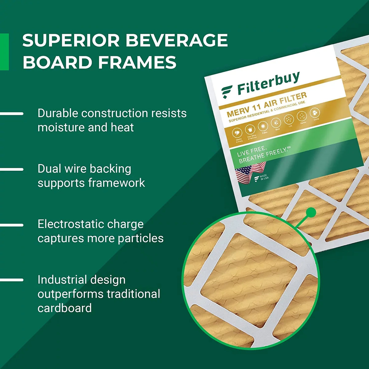 Filterbuy 17x20x1 MERV 11 Pleated HVAC AC Furnace Air Filters (2-Pack)