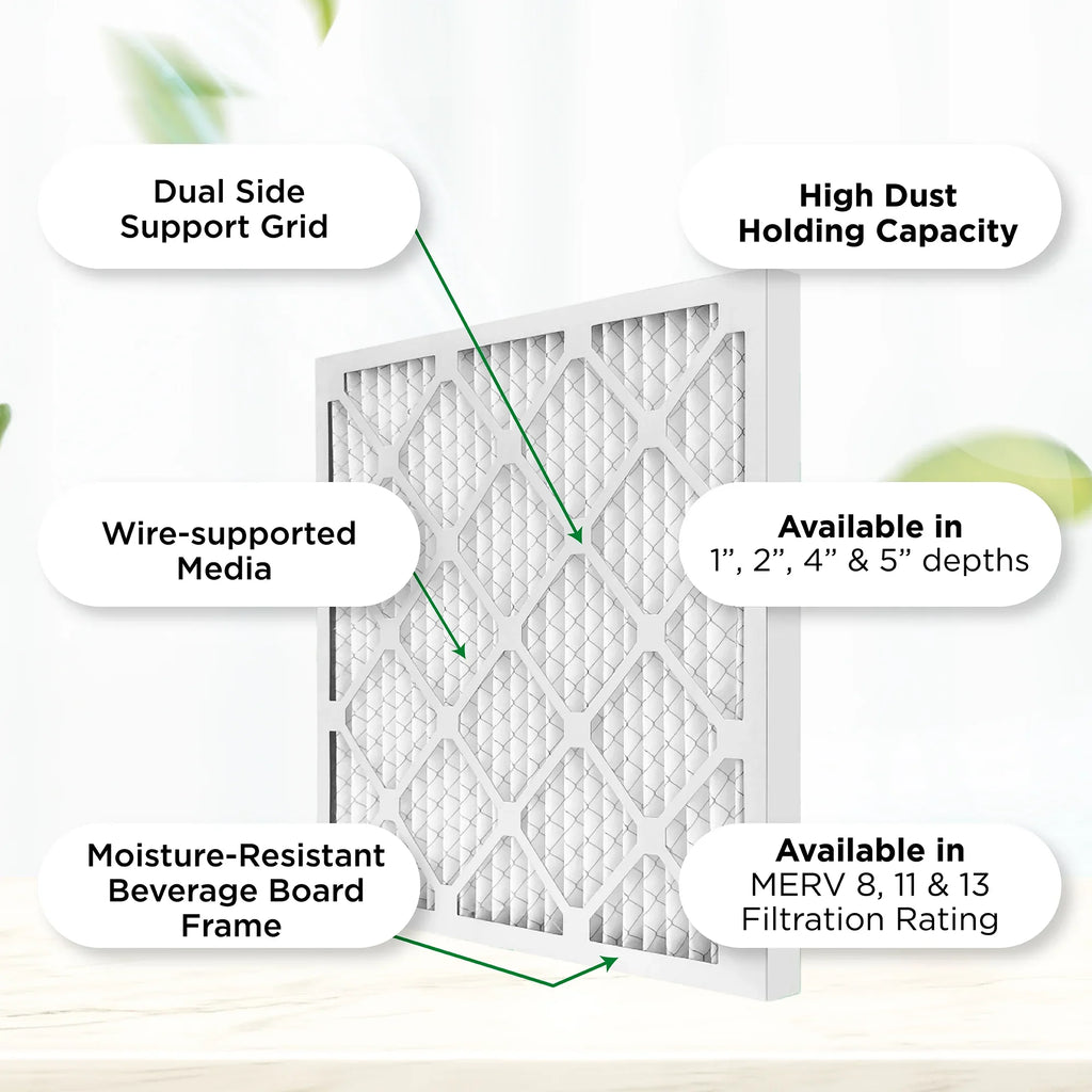 16x24x2 MERV 11, MPR 1000 Pleated AC Furnace 2" Air Filters by Pamlico. Case of 12. Actual Sizeize: 15-1/2 x 23-1/2 x 1-3/4