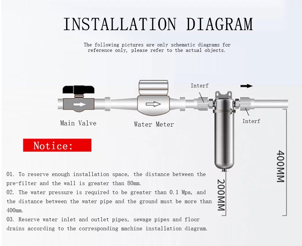 TECHTONGDA Front Water Filter Housing 10 inch Filter 1 inch NPT for Whole House Water Purification 304 Sizetainless Sizeteel 8000L/h