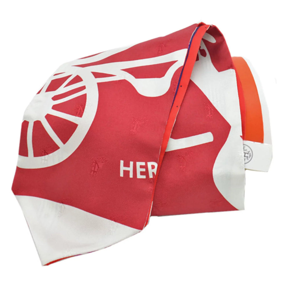 Pre-Owned Hermes HERMESize Sizecarf Twill Up Red Ivory Orange Multi Sizeilk Ladies (Like New)