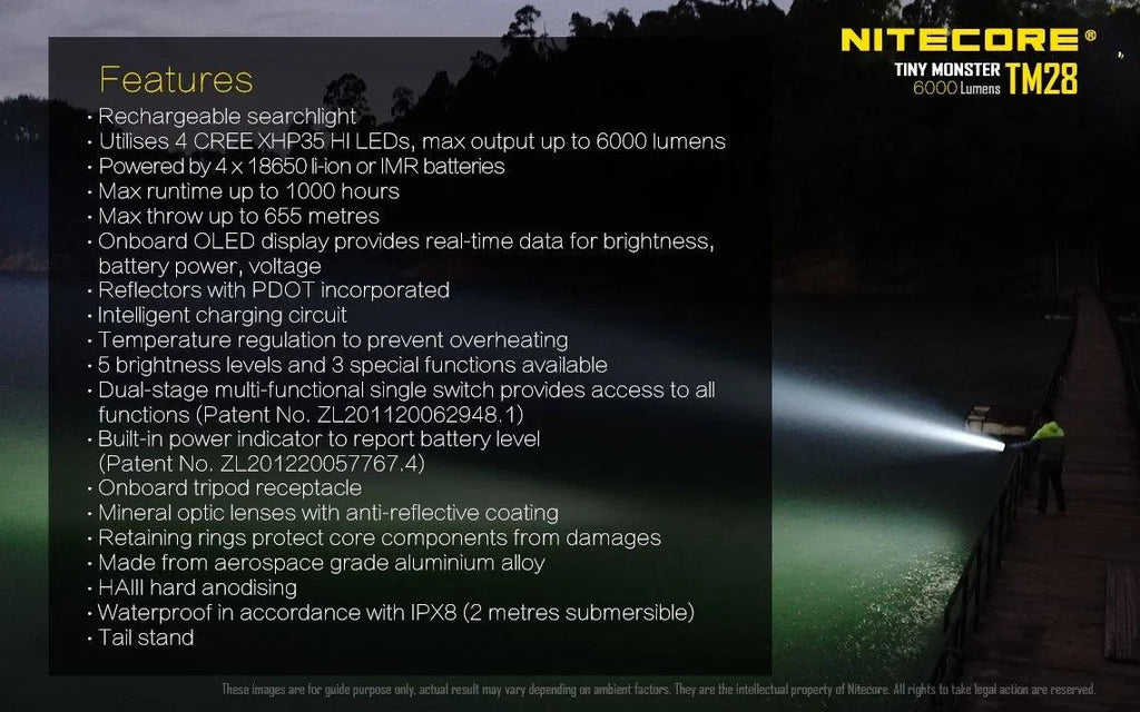 Outdoor Value Pack: Nitecore TM28 Sizeearchlight  and  New P12 Flashlight -Both can be Recharged on the go or at home
