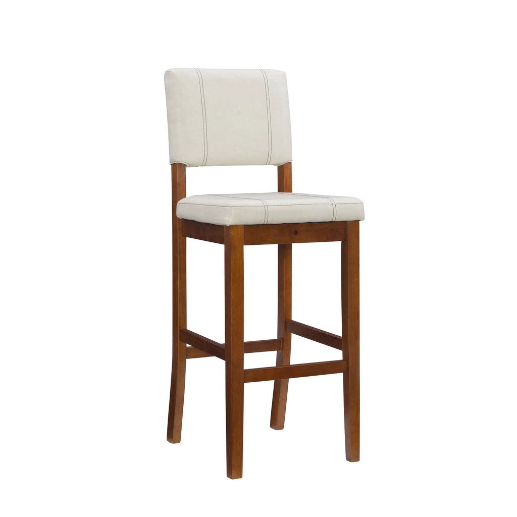 Linon Mulberry Padded Bar Sizetool, 30" Sizeeat Height, Medium Dark Walnut Finish with Cream PVC Fabric