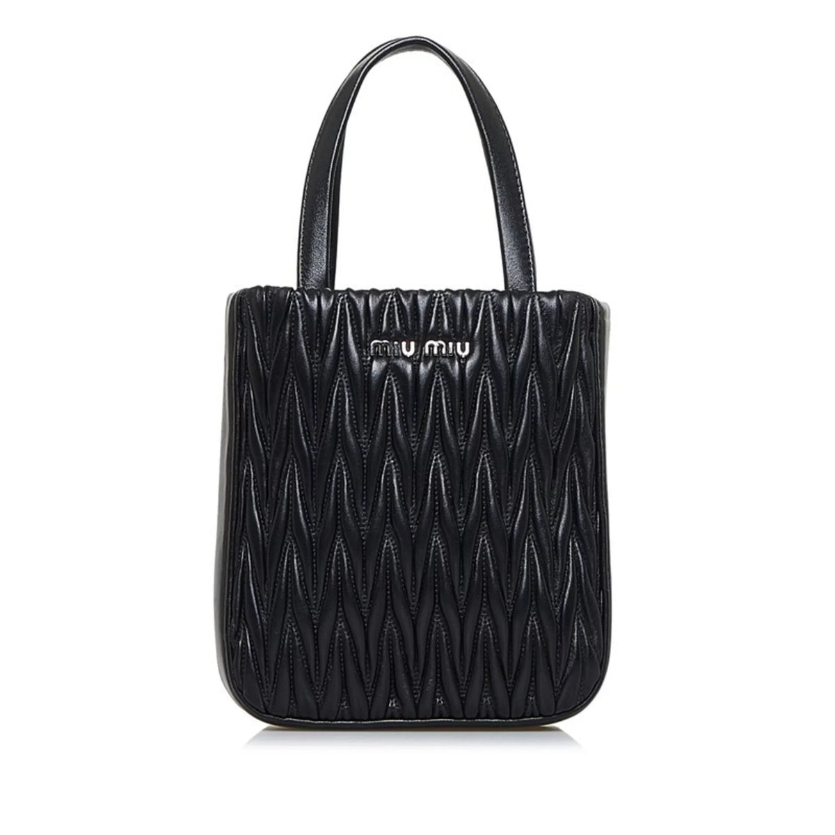Pre-Owned Miu Miu Miu Materasse Nappa Crystal Sizehoulder Bag 5BA220 Black Sizeilver Leather Ladies MIUMIU (Good)