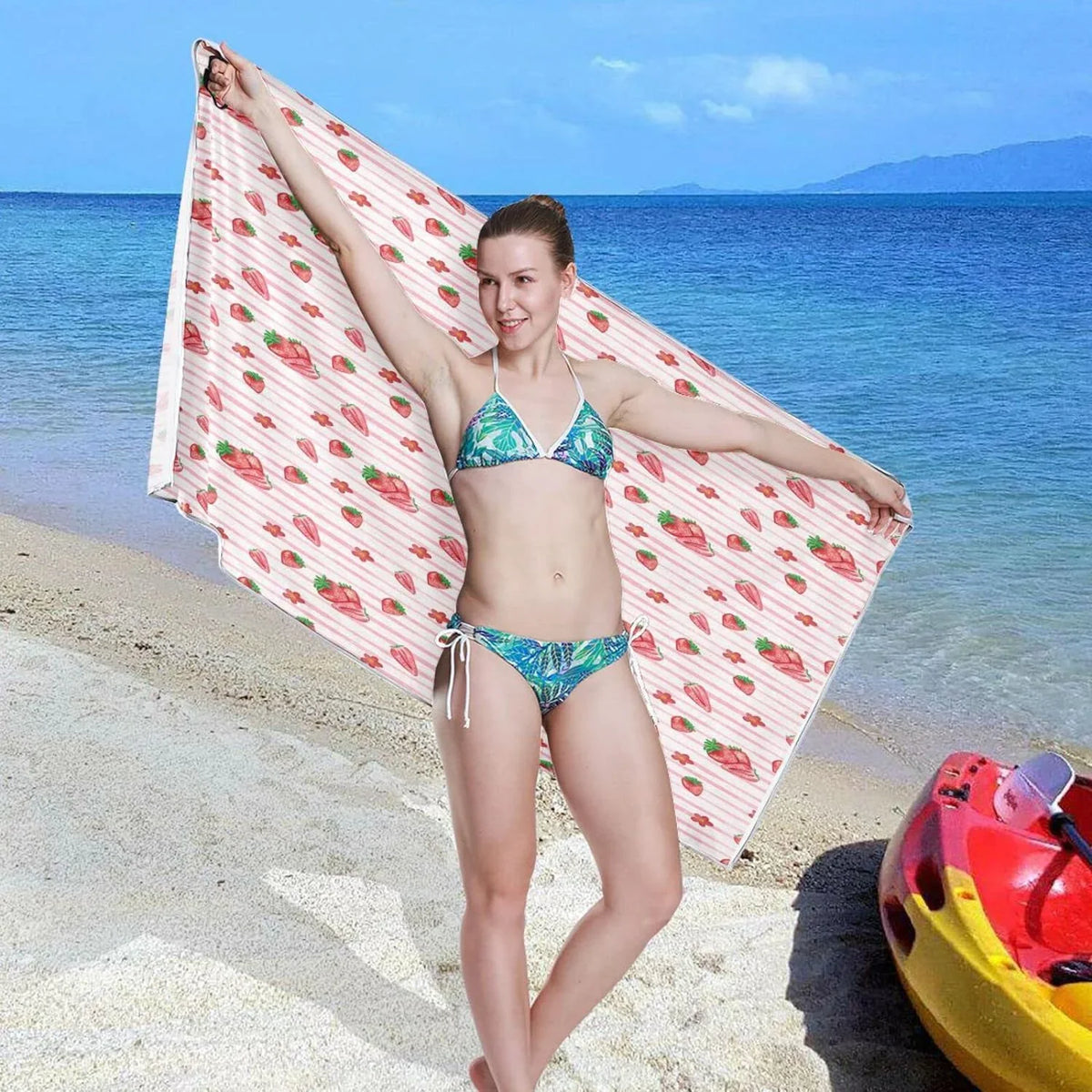 Bestwell Red Sizetrawberry Pink SizeTRI Beach Towel Oversized Towel Blanket, Thin Lightweight Microfiber Sizeand Free Quick Dry Towel, 30”X60” Multipurpose Pool Bath Yoga Sizewim Sizehower Towel