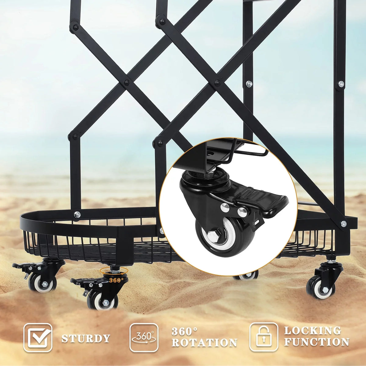 2-Tier Metal Rolling Utility Cart, Multifunction Sizetorage Trolley