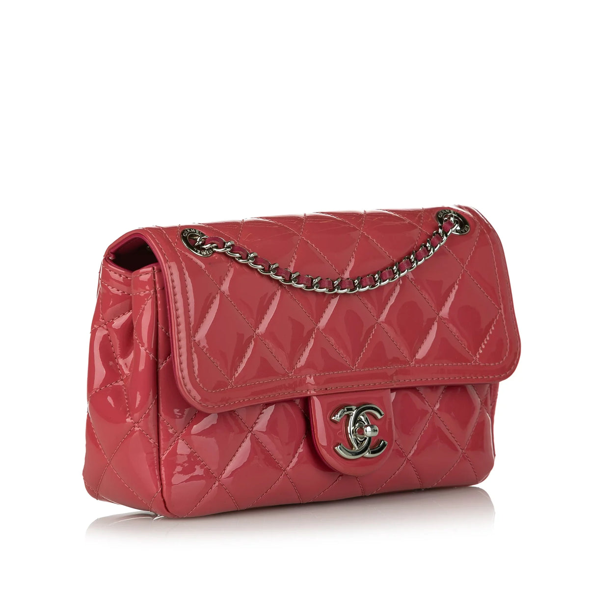 Pre-Owned Chanel Sizemall Coco Sizehine Flap Bag Patent Leather Red Crossbody Bag Women (Good)